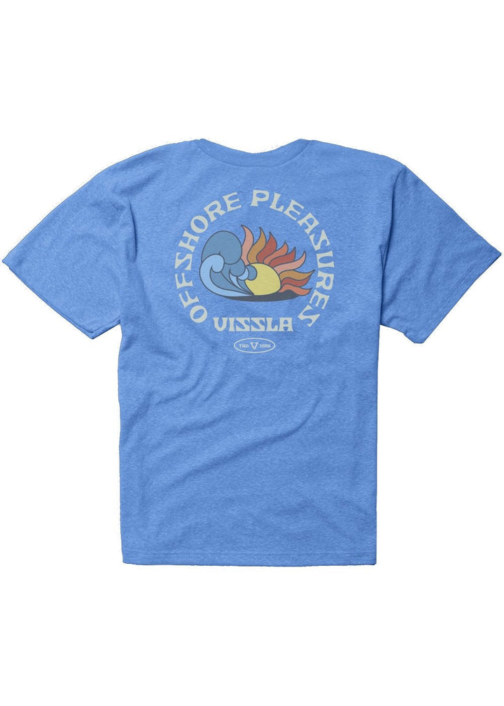 Blue Vissla Offshore Pleasure Boys Tee with graphic back design.
