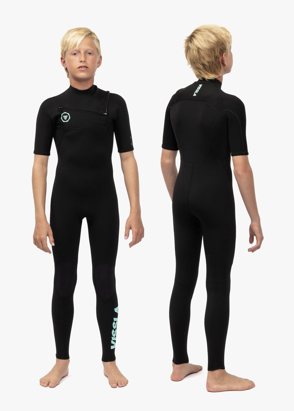 Vissla 7 Seas Boys 2-2 Ss Full Suit in Black, view 9