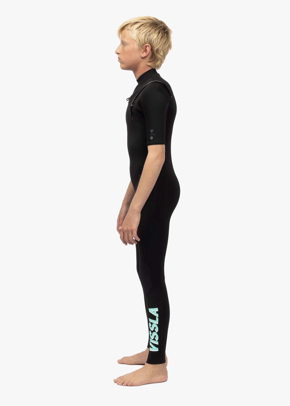 Vissla 7 Seas Boys 2-2 Ss Full Suit in Black, view 7