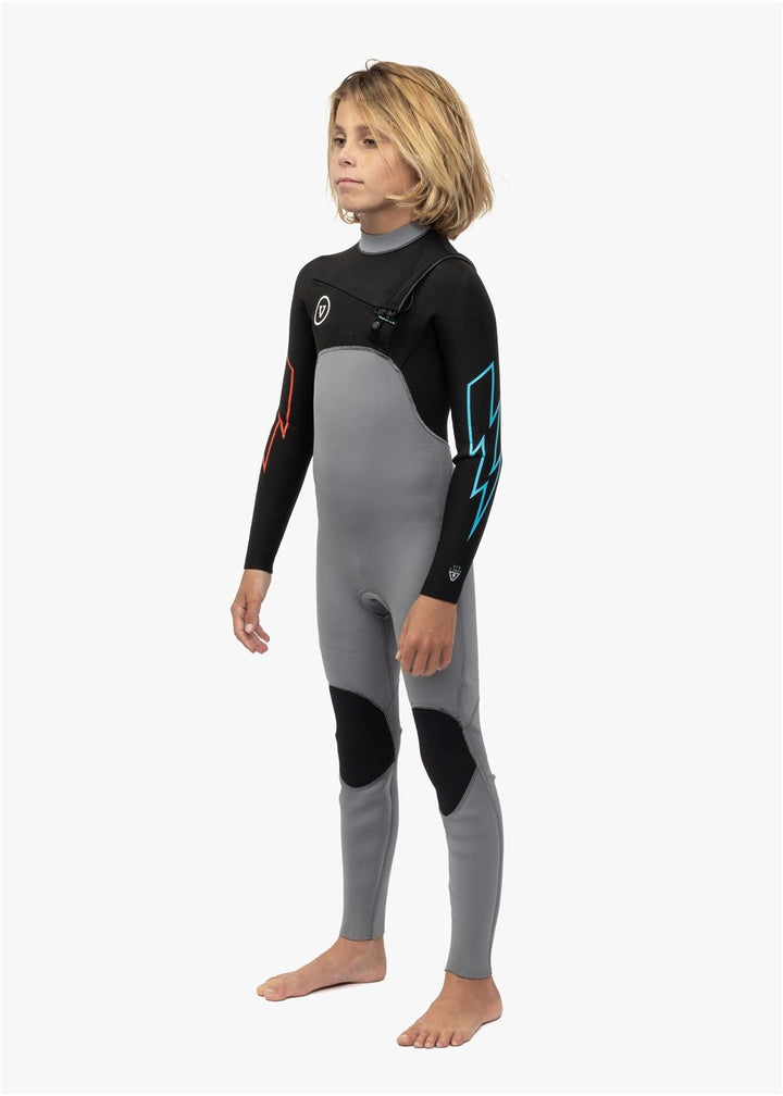 VIssla 7 Seas Boys 4-3 Bolt Full Chest Zip Wetsuit - grey