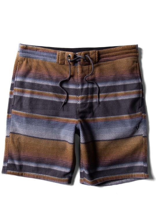Vissla Eco-zy 18.5" Sofa Surfer shorts in Phantom with striped design, front view.