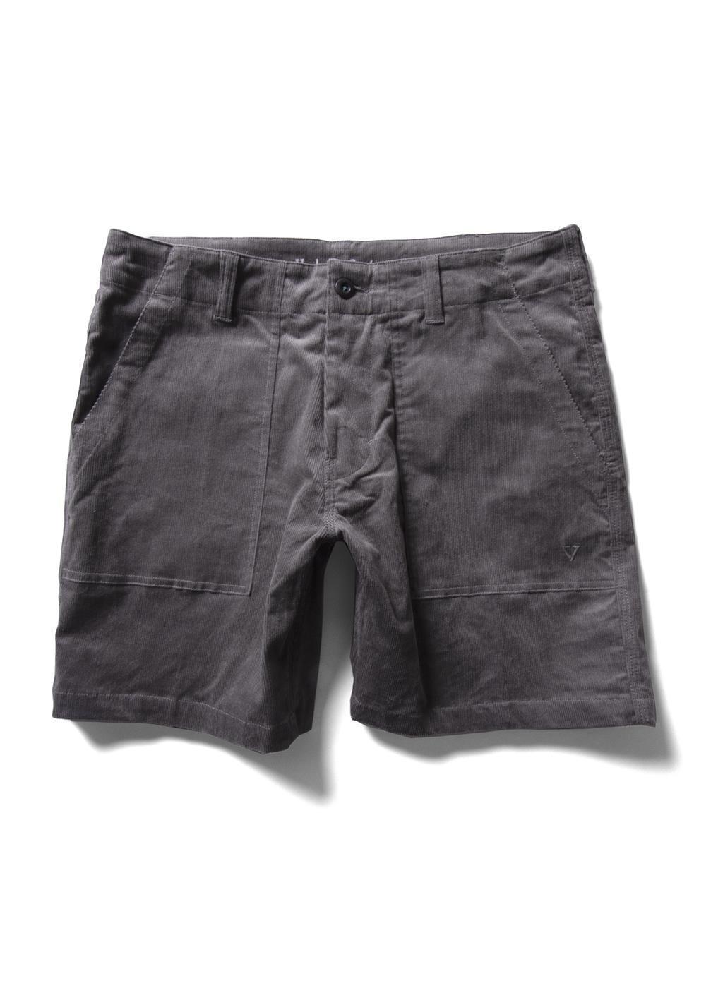 Front view of Vissla Drills Cord 17.5" Walkshort in gun metal color.