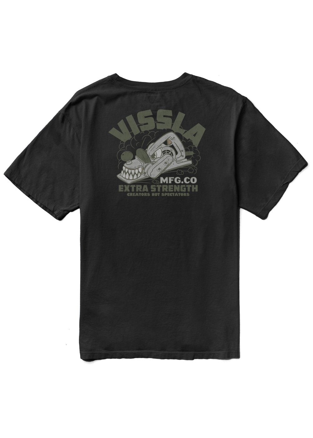 Vissla Creators Plainer Premium black tee with graphic back design.