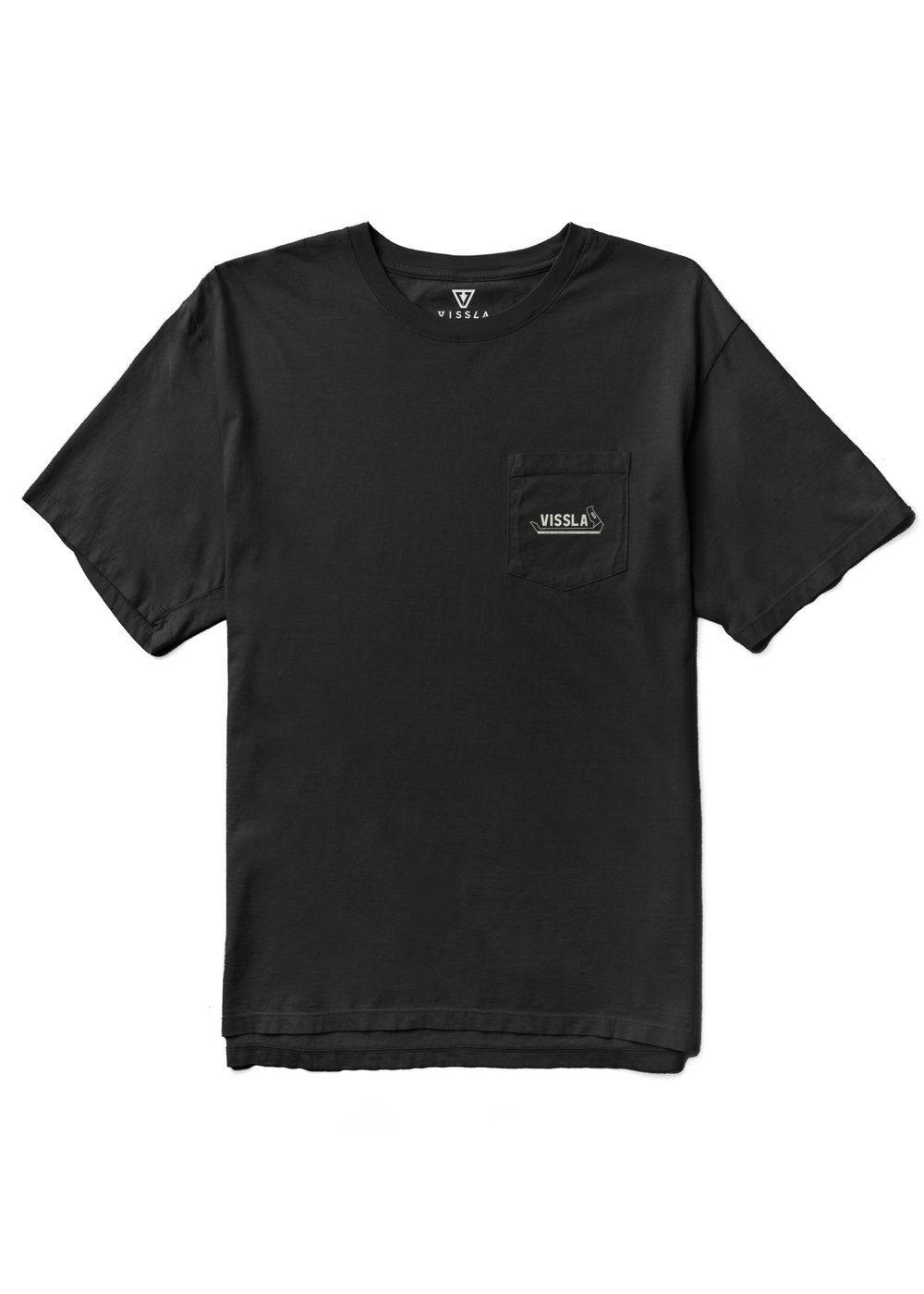 Vissla Creators Plainer Premium black tee with front pocket logo.