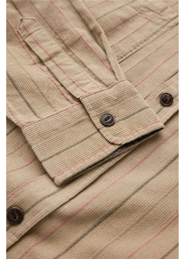 Vissla Rails Cord Printed Eco Ls Shirt in Light Khaki, view 5