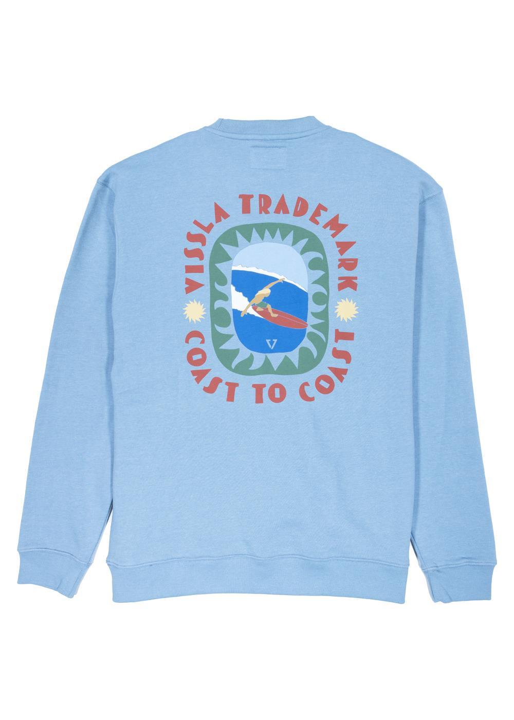 Vissla Coastal Life Eco Fleece Crewneck in Faded Denim