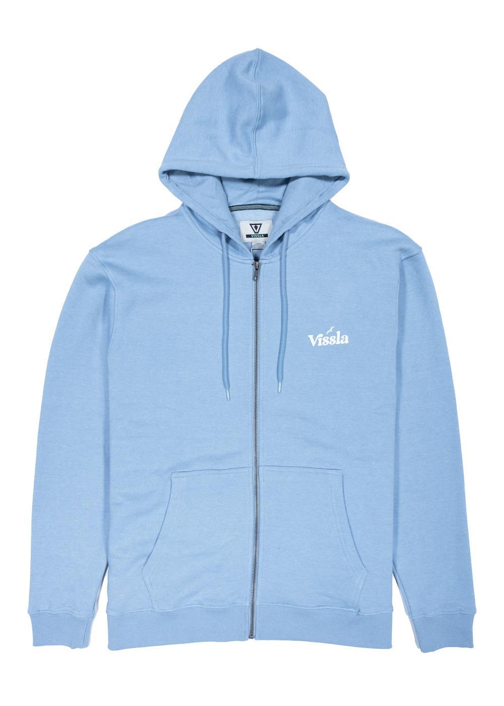 Vissla Extra Strength Eco Fleece Zip Hoodie in Faded Denim, view 2
