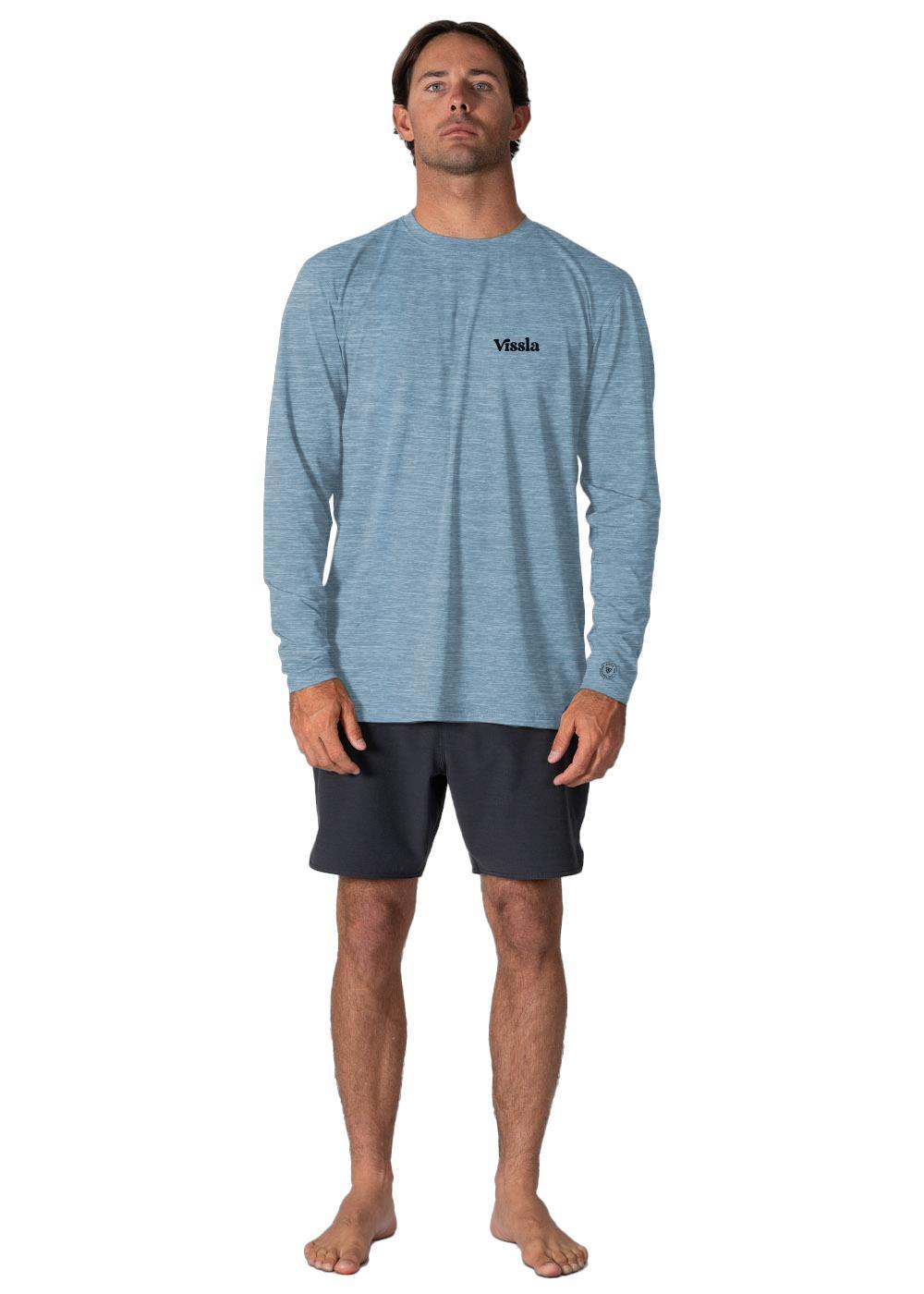 Vissla Pro Comp Ls Sun Shirt in Faded Denim