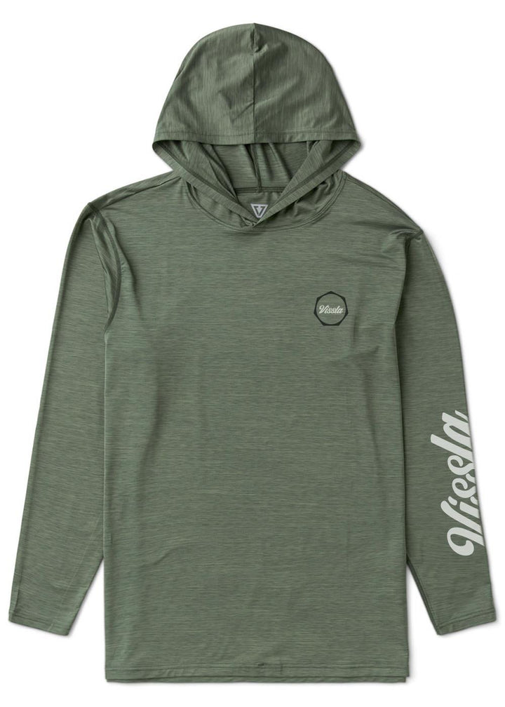 Vissla Twisted Eco Hooded Ls Sun Shirt in Army Heather, view 2