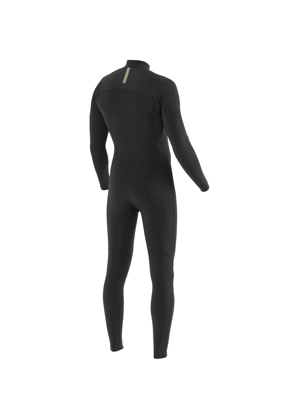 Vissla 7 Seas Comp 3-2 chest zip full wetsuit in black, back view.