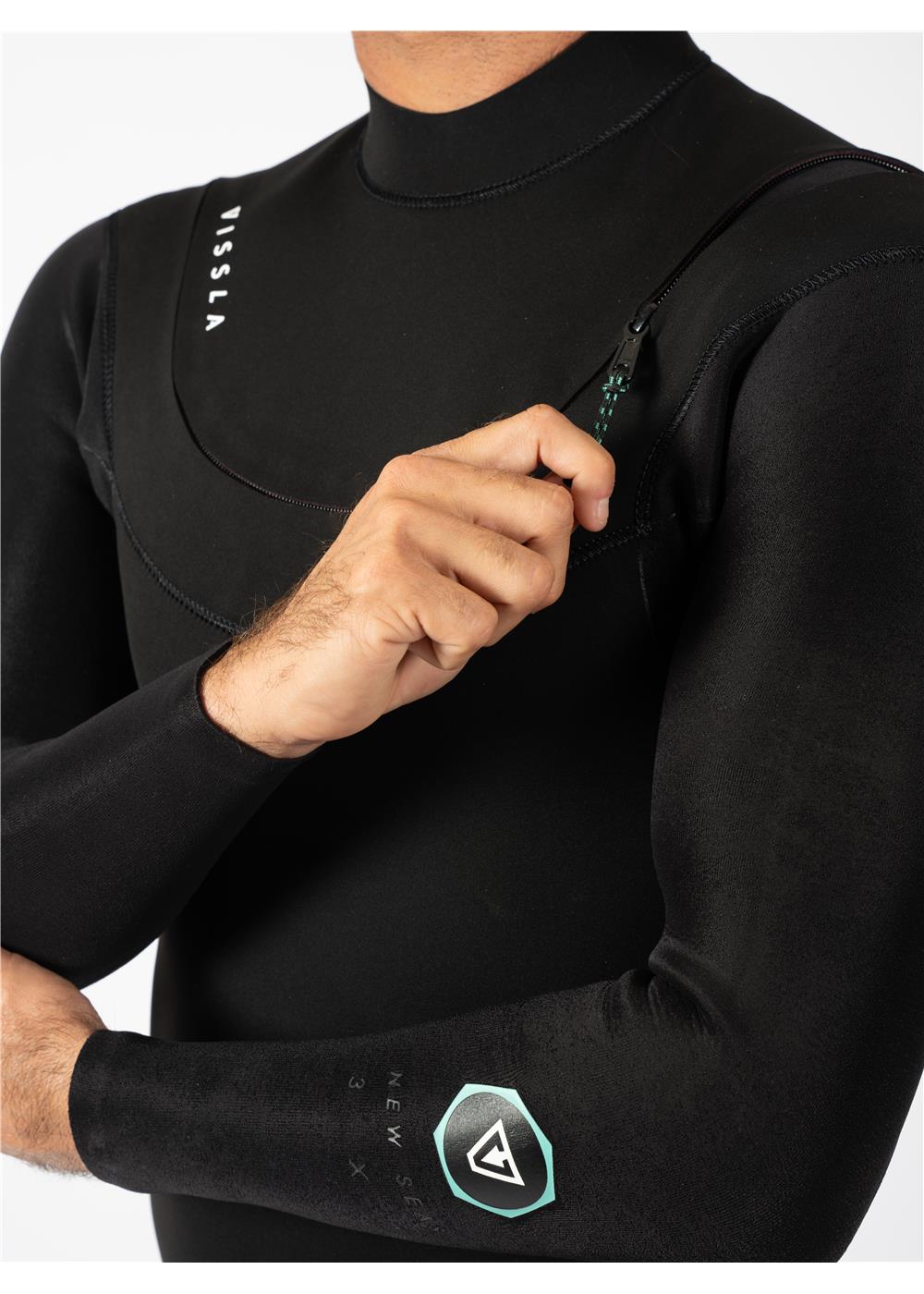 Vissla New Seas 4-3 V-Zip Wetsuit, BLK