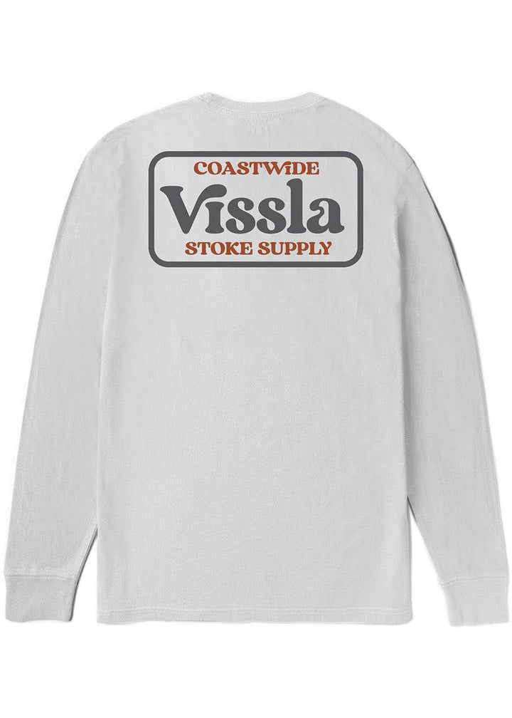 Vissla Coastwide white long sleeve tee with back graphic design.