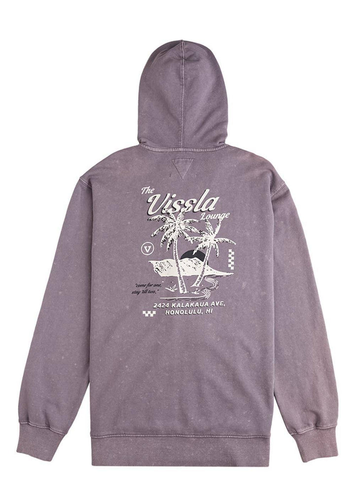 Vissla Lou Vissla Lounge Zip Hoodie Fleece in gray, back view with graphic design.
