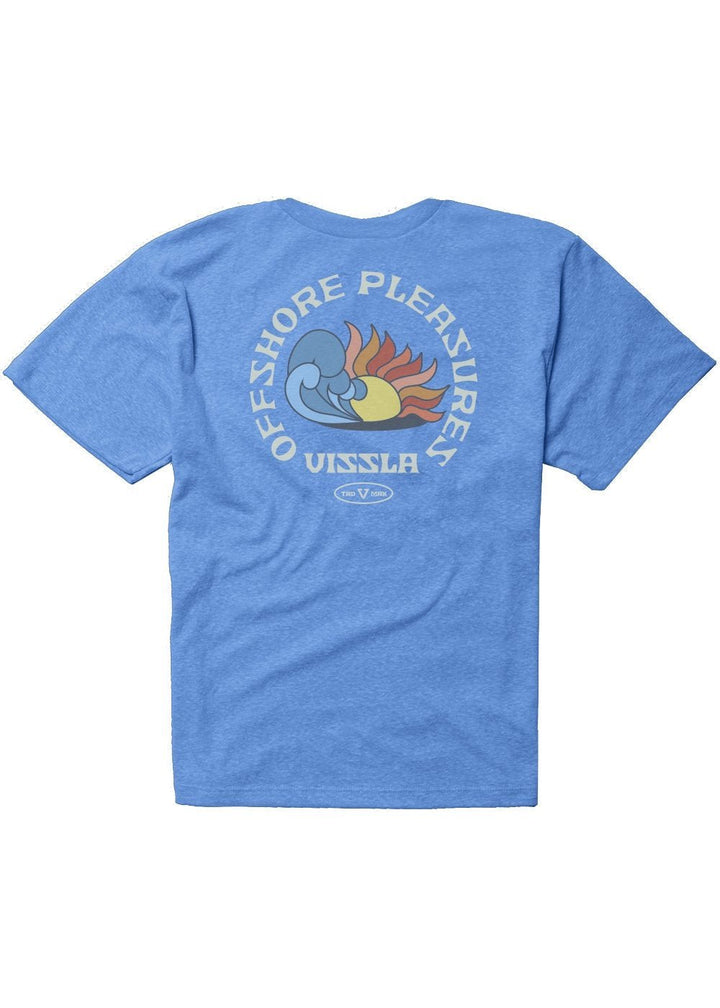 Blue Vissla Offshore Pleasure Boys Tee with graphic back design.