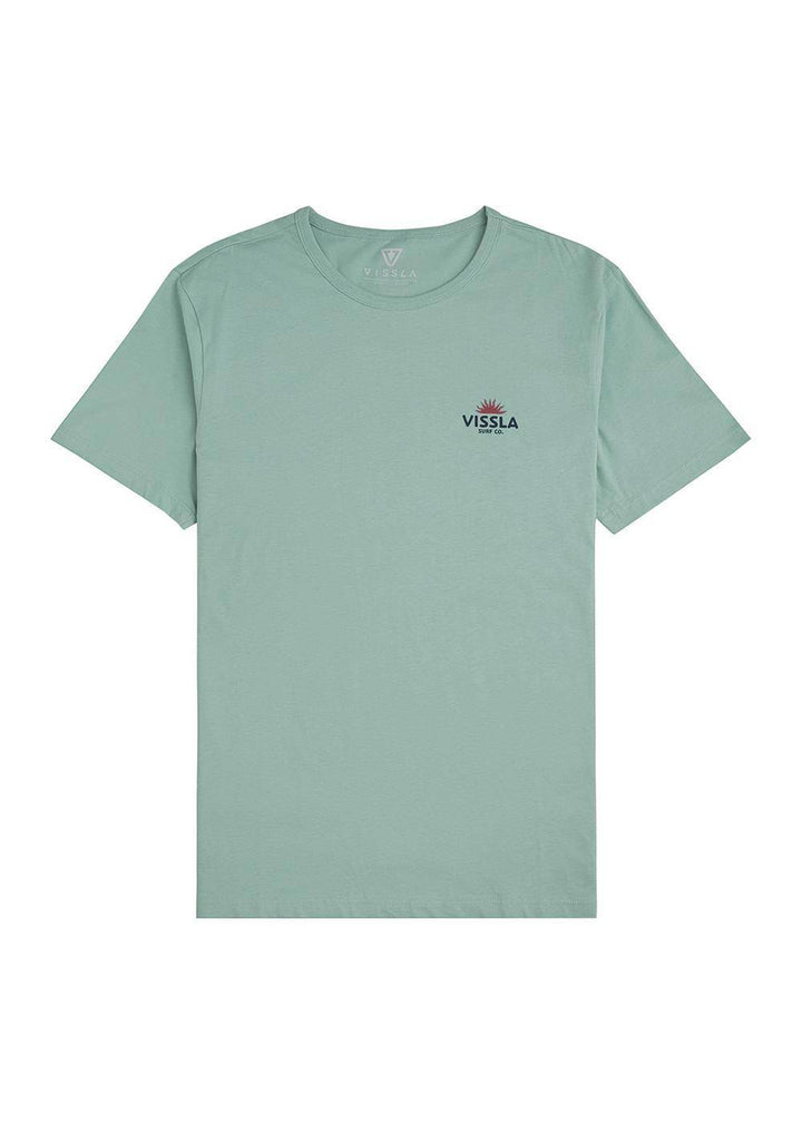 Vissla Raised By Waves jade tee with minimalist front logo design.